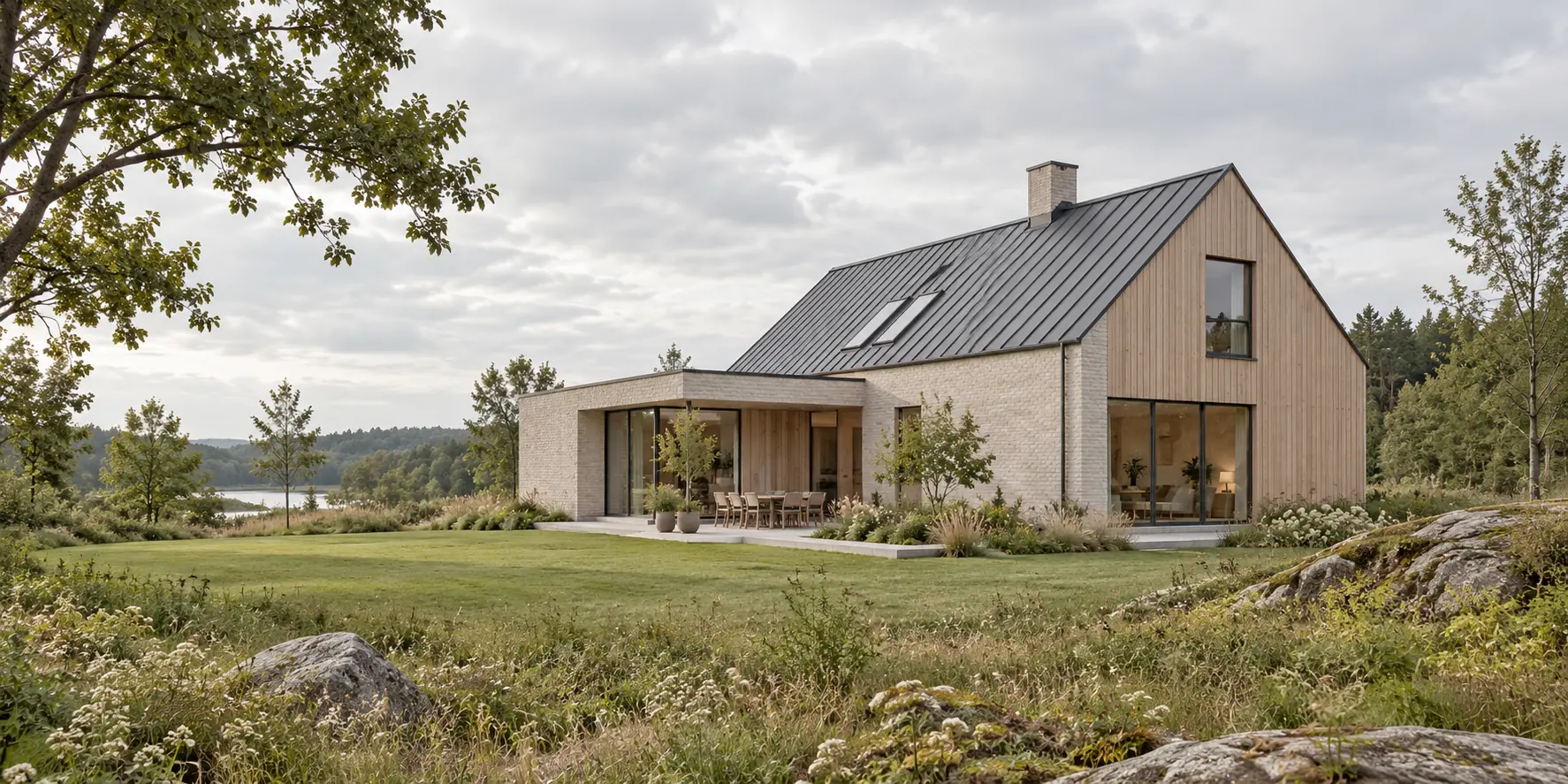 Illustration af et moderne hus